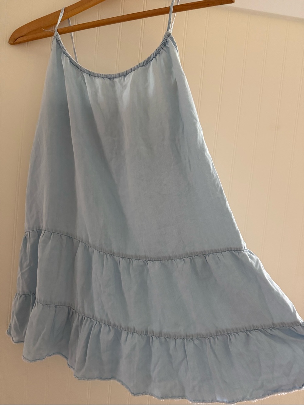 Rag Poets Women’s M Tiered Tencel Light Blue Dress Coastal Boho Dainty Layer